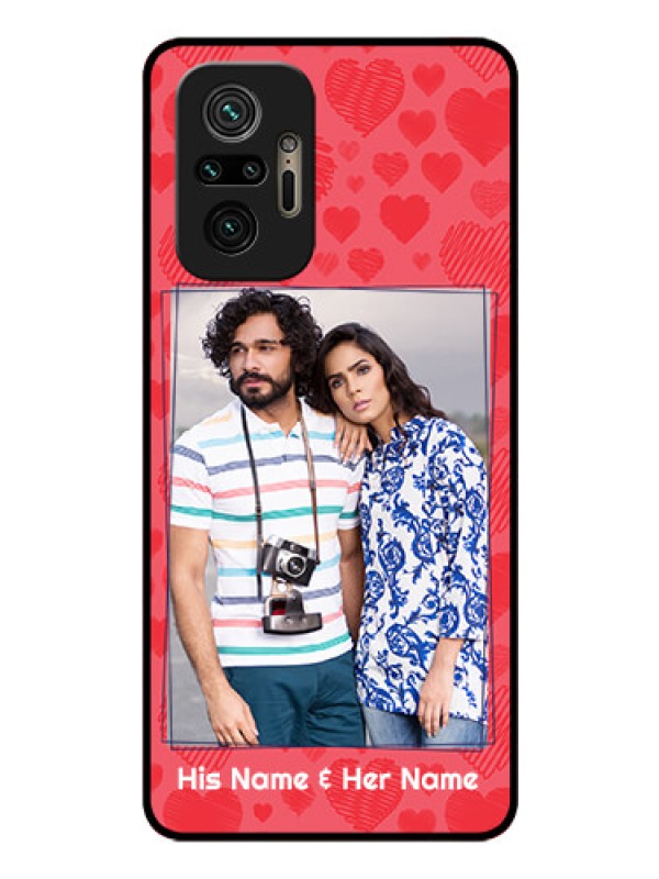Custom Redmi Note 10 Pro Max Photo Printing on Glass Case - with Red Heart Symbols Design