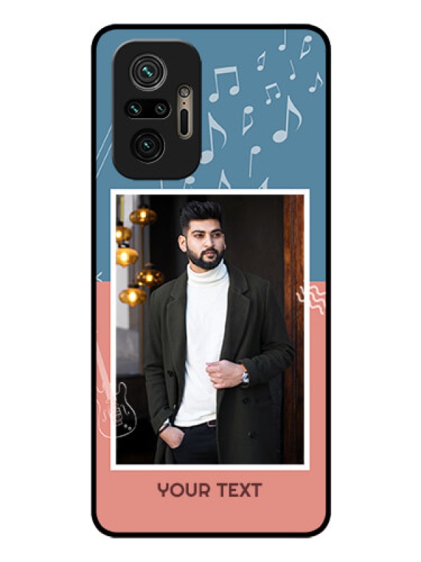 Custom Redmi Note 10 Pro Max Photo Printing on Glass Case - with Color Musical Note Design