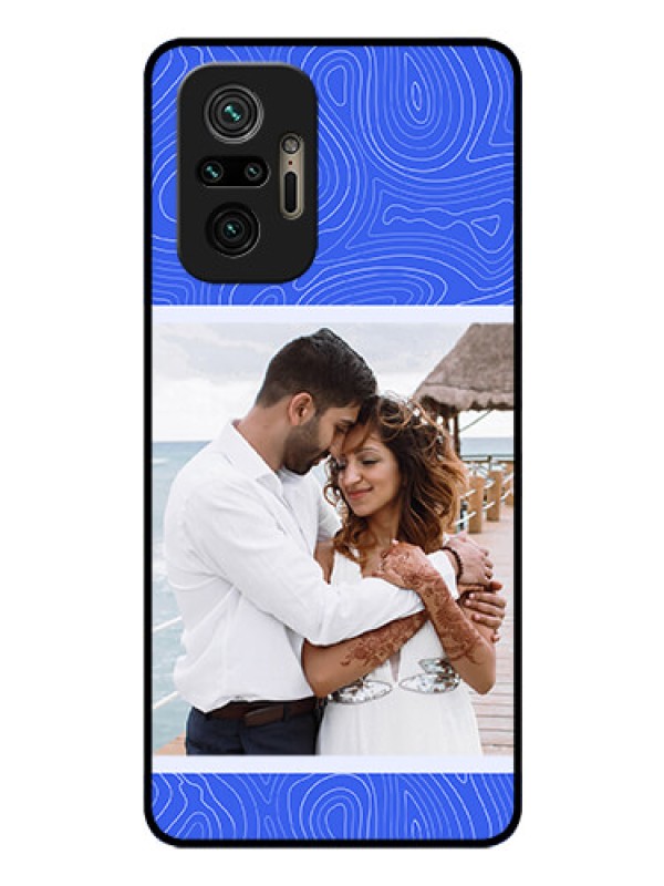 Custom Xiaomi Redmi Note 10 Pro Max Custom Glass Mobile Case - Curved line art with blue and white Design