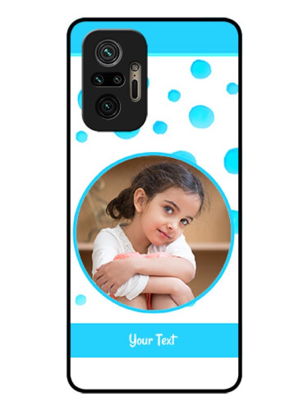Custom Redmi Note 10 Pro Photo Printing on Glass Case - Blue Bubbles Pattern Design