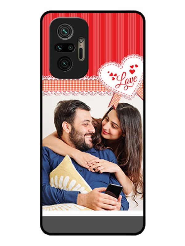 Custom Redmi Note 10 Pro Custom Glass Mobile Case - Red Love Pattern Design