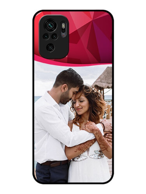 Custom Redmi Note 10 Custom Glass Mobile Case - Red Abstract Design