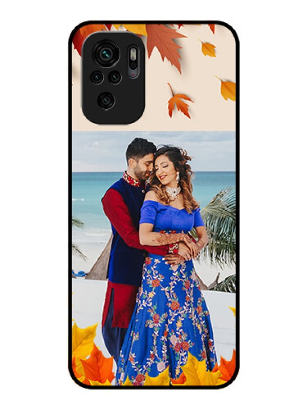 Custom Redmi Note 10 Photo Printing on Glass Case - Autumn Maple Leaves Design