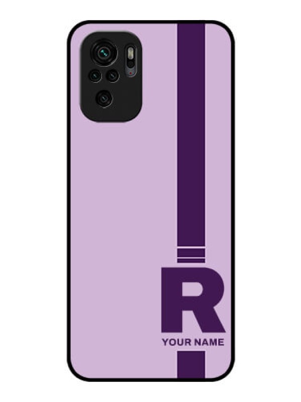Custom Xiaomi Redmi Note 10 Photo Printing on Glass Case - Simple dual tone stripe with name Design
