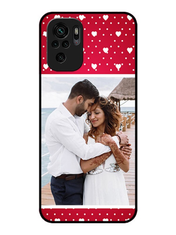 Custom Redmi Note 10s Photo Printing on Glass Case - Hearts Mobile Case Design