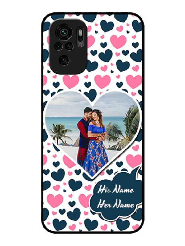 Custom Redmi Note 10s Custom Glass Phone Case - Pink & Blue Heart Design
