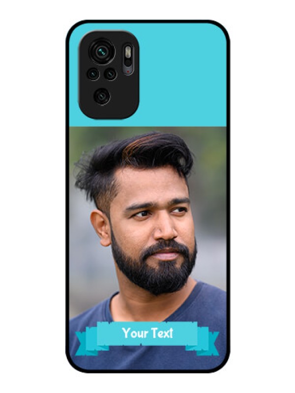 Custom Redmi Note 10s Personalized Glass Phone Case - Simple Blue Color Design