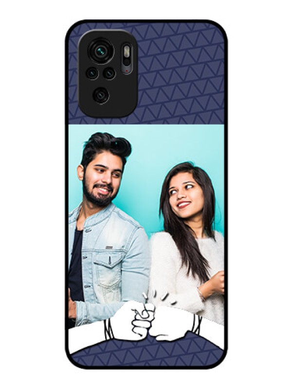 Custom Redmi Note 10s Photo Printing on Glass Case - with Best Friends Design 