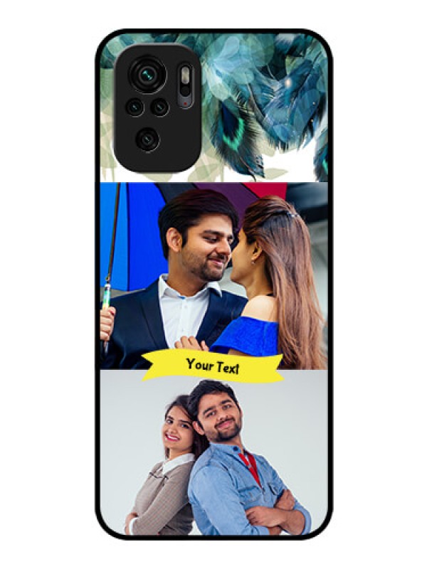 Custom Redmi Note 10s Personalized Glass Phone Case - Image with Boho Peacock Feather Design