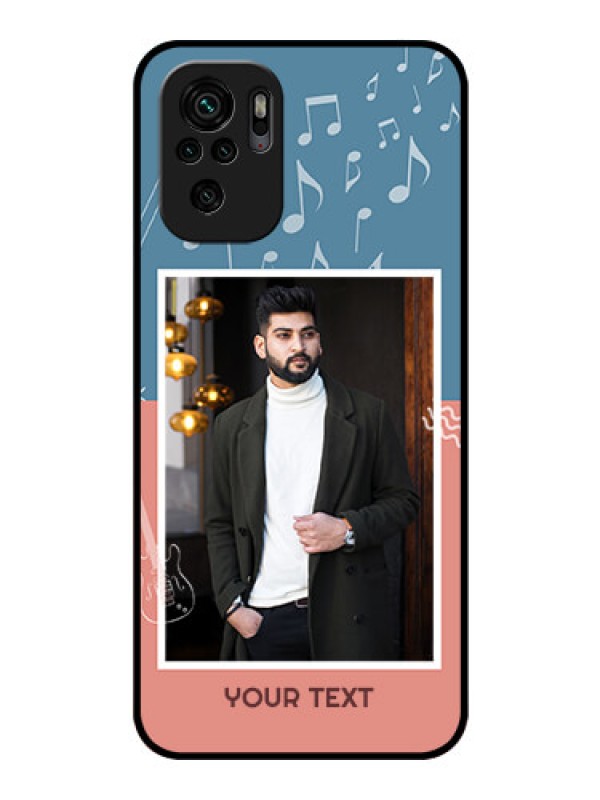 Custom Redmi Note 10s Photo Printing on Glass Case - with Color Musical Note Design