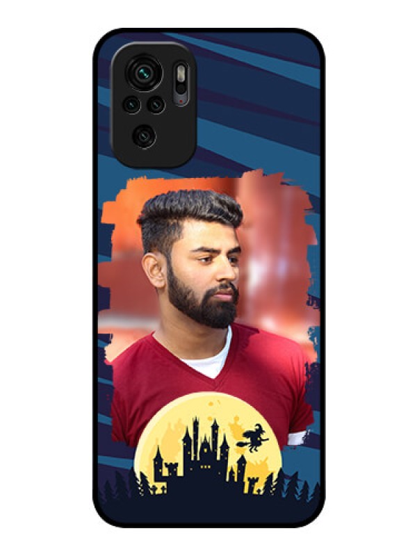 Custom Redmi Note 10s Photo Printing on Glass Case - Halloween Witch Design 