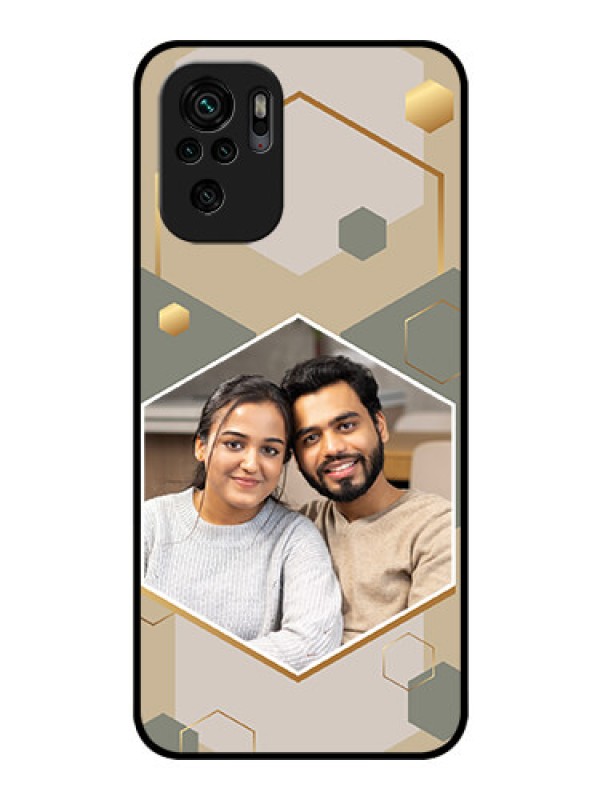 Custom Xiaomi Redmi Note 10S Photo Printing on Glass Case - Stylish Hexagon Pattern Design