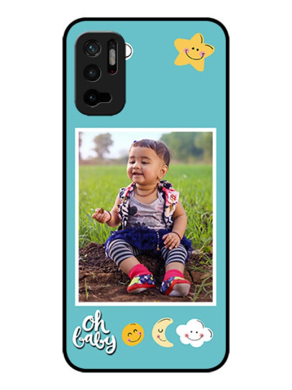 Custom Redmi Note 10T 5G Personalized Glass Phone Case - Smiley Kids Stars Design