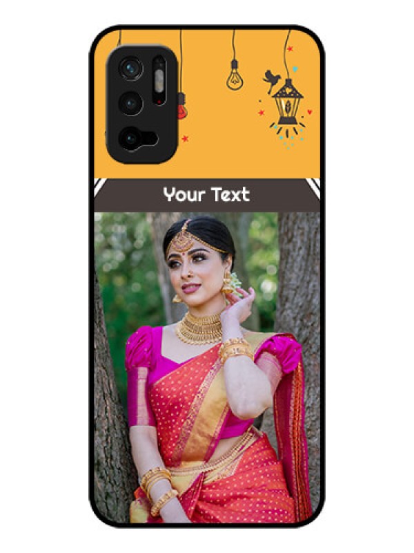 Custom Redmi Note 10T 5G Custom Glass Mobile Case - with Family Picture and Icons 