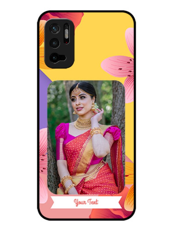Custom Redmi Note 10T 5G Custom Glass Mobile Case - 3 Image With Vintage Floral Design