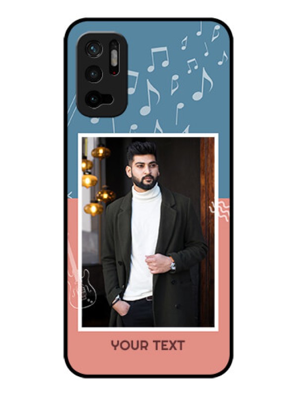 Custom Redmi Note 10T 5G Photo Printing on Glass Case - with Color Musical Note Design