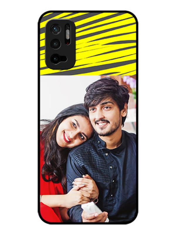 Custom Redmi Note 10T 5G Photo Printing on Glass Case - Yellow Abstract Design