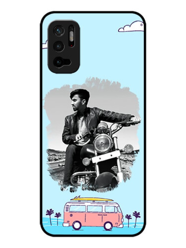 Custom Redmi Note 10T 5G Photo Printing on Glass Case - Travel & Adventure Design