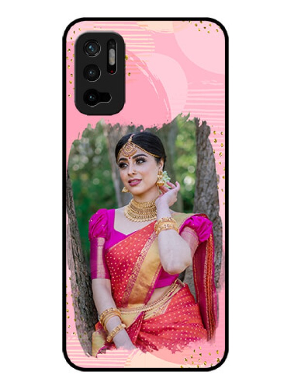 Custom Redmi Note 10T 5G Personalized Glass Phone Case - Gold Glitter Splash Design