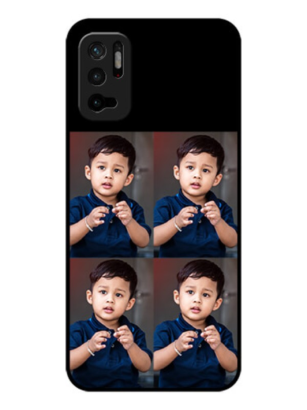 Custom Redmi Note 10T 5G 4 Image Holder on Glass Mobile Cover