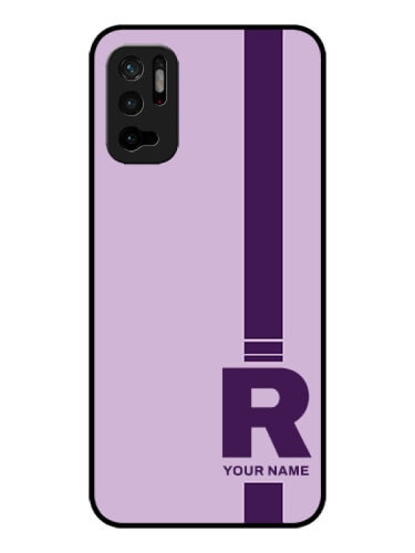 Custom Xiaomi Redmi Note 10T 5G Photo Printing on Glass Case - Simple dual tone stripe with name Design
