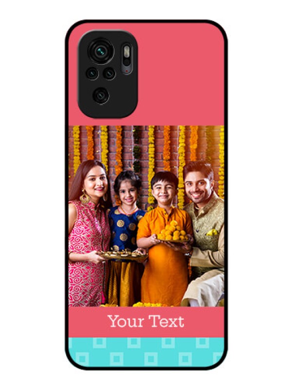 Custom Redmi Note 11 Se Personalized Glass Phone Case - Peach & Blue Color Design