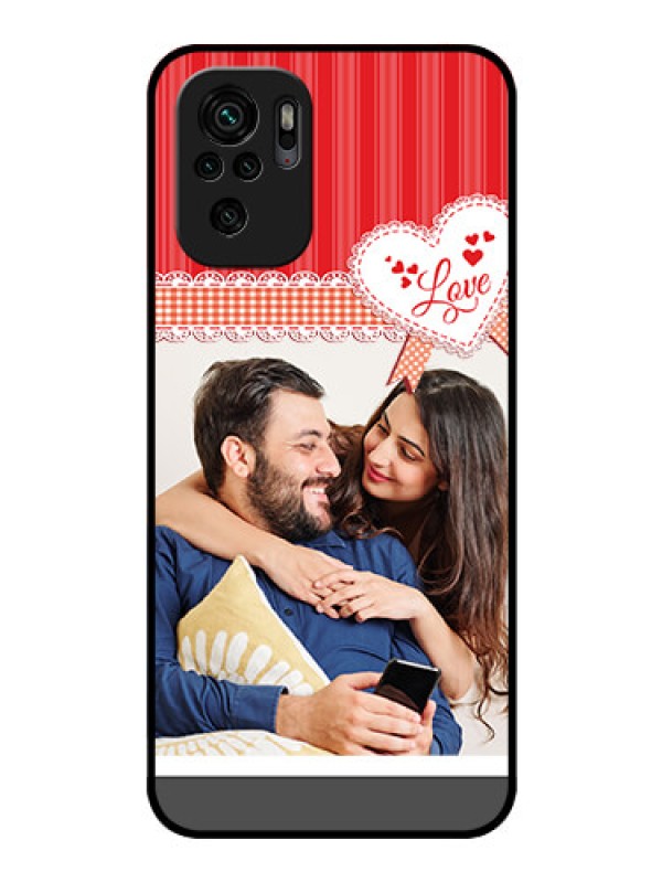 Custom Redmi Note 11 Se Custom Glass Mobile Case - Red Love Pattern Design
