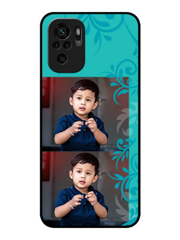 Custom Redmi Note 11 Se Personalized Glass Phone Case - with Photo and Green Floral Design