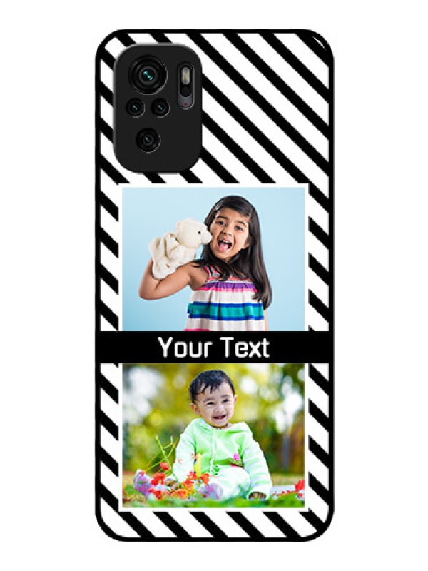 Custom Redmi Note 11 Se Photo Printing on Glass Case - Black And White Stripes Design