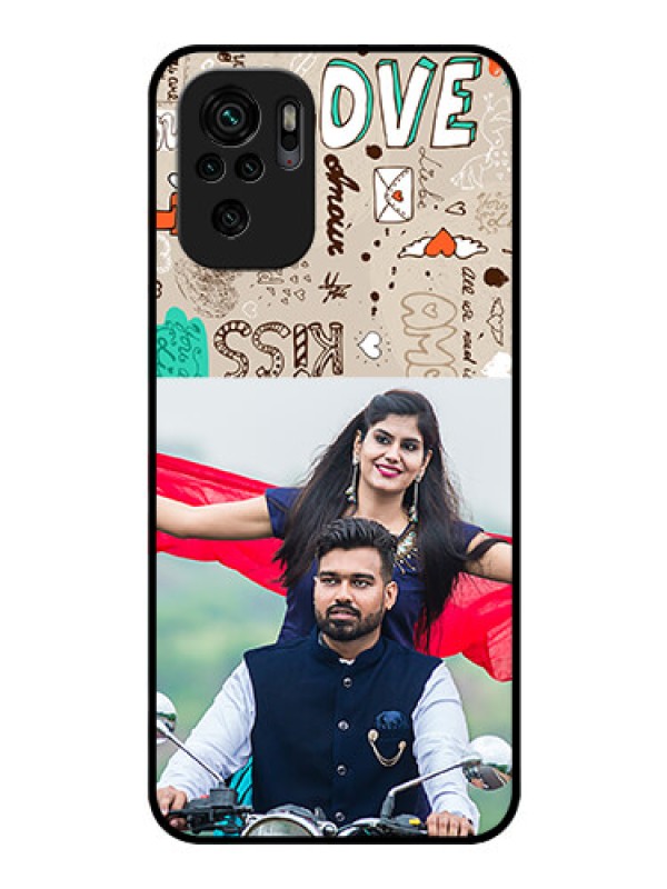 Custom Redmi Note 11 Se Custom Glass Phone Case - Love Doodle Pattern