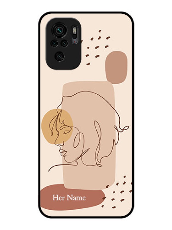 Custom Xiaomi Redmi Note 11 Se Photo Printing on Glass Case - Calm Woman line art Design