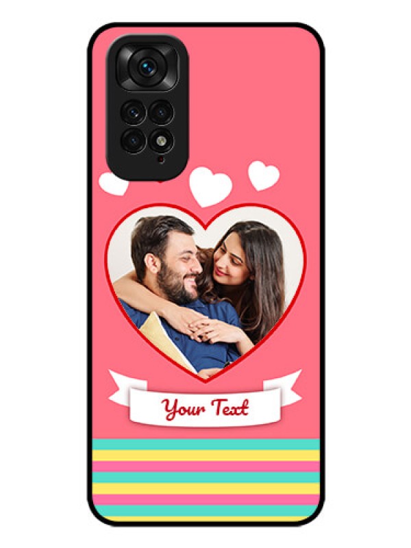 Custom Redmi Note 11 Photo Printing on Glass Case - Love Doodle Design
