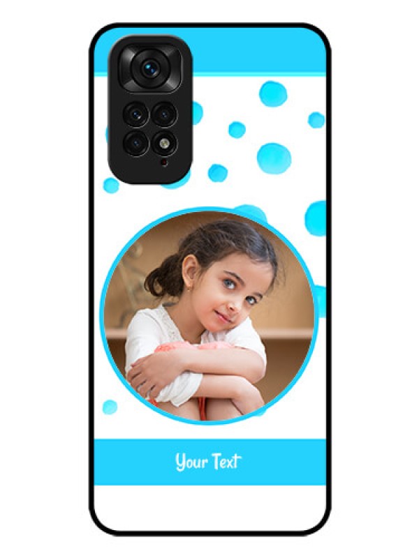 Custom Redmi Note 11 Photo Printing on Glass Case - Blue Bubbles Pattern Design