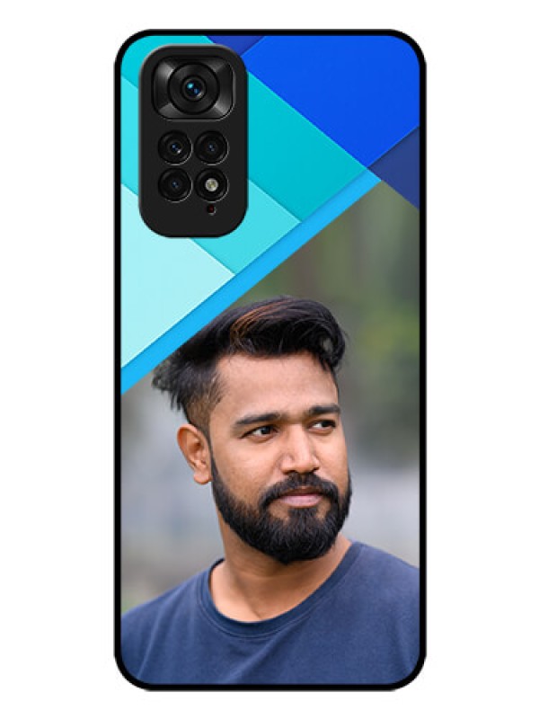 Custom Redmi Note 11 Custom Glass Phone Case - Blue Pattern Design