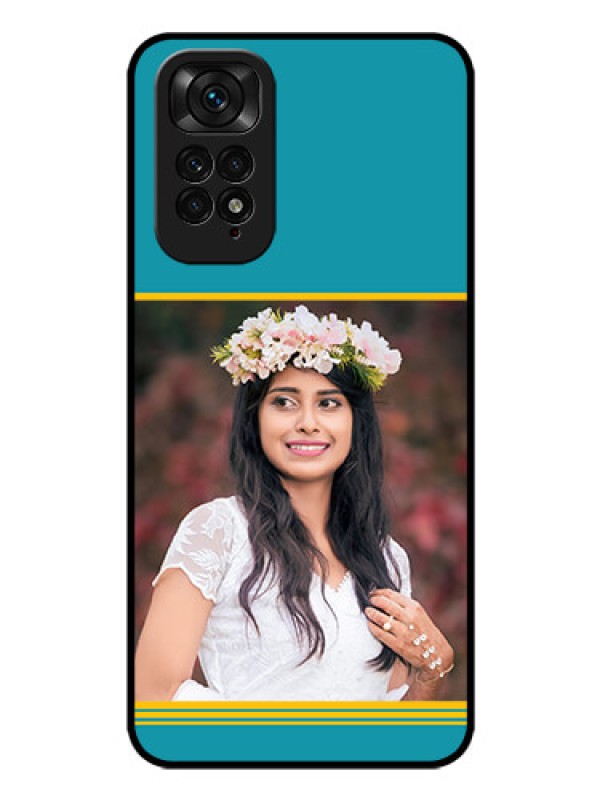 Custom Redmi Note 11 Custom Glass Phone Case - Yellow & Blue Design