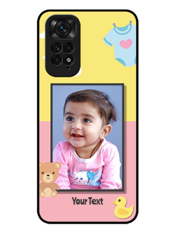 Custom Redmi Note 11 Photo Printing on Glass Case - Kids 2 Color Design