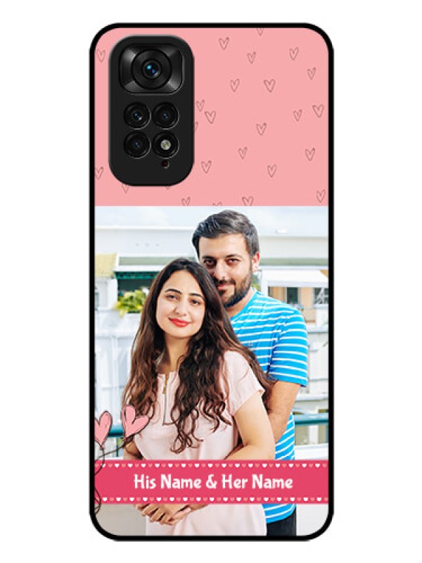Custom Redmi Note 11 Personalized Glass Phone Case - Love Design Peach Color