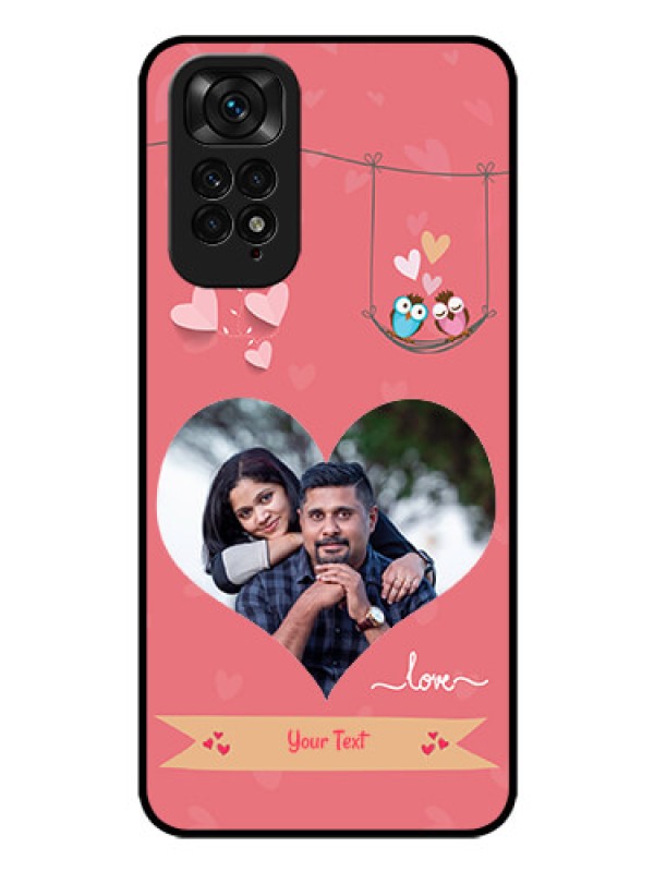 Custom Redmi Note 11 Personalized Glass Phone Case - Peach Color Love Design