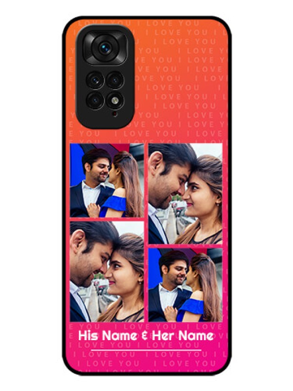 Custom Redmi Note 11 Custom Glass Phone Case - I Love You Pink Design