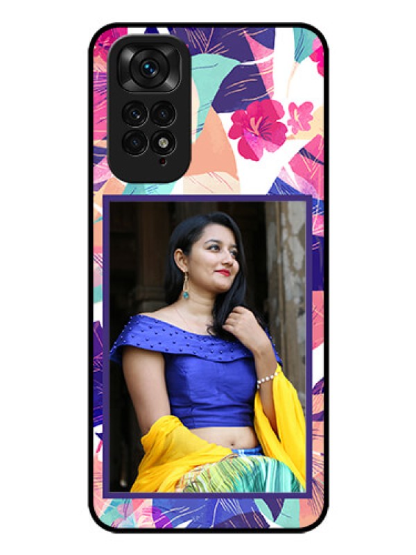 Custom Redmi Note 11 Custom Glass Mobile Case - Abstract Floral Design