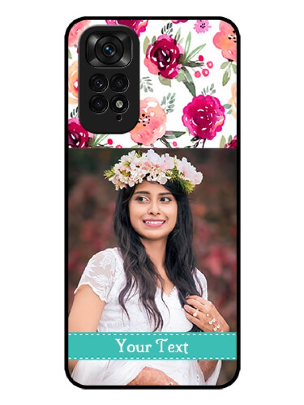Custom Redmi Note 11 Custom Glass Phone Case - Watercolor Floral Design