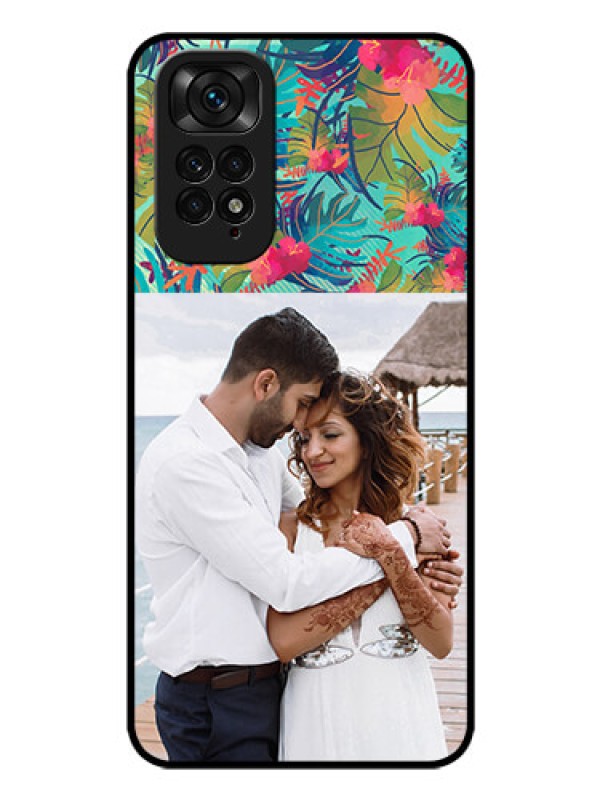 Custom Redmi Note 11 Photo Printing on Glass Case - Watercolor Floral Design