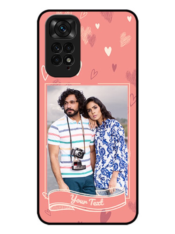 Custom Redmi Note 11 Custom Glass Phone Case - Love doodle art Design