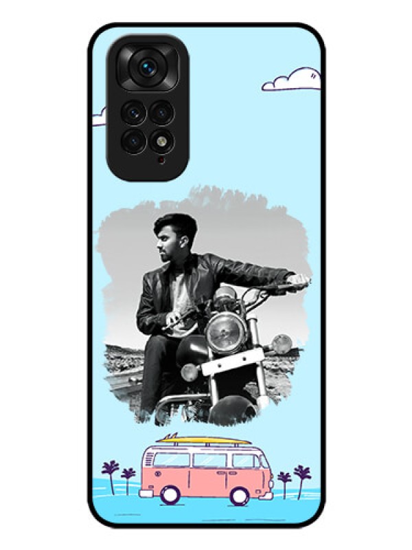 Custom Redmi Note 11 Photo Printing on Glass Case - Travel & Adventure Design