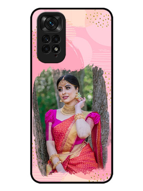 Custom Redmi Note 11 Personalized Glass Phone Case - Gold Glitter Splash Design