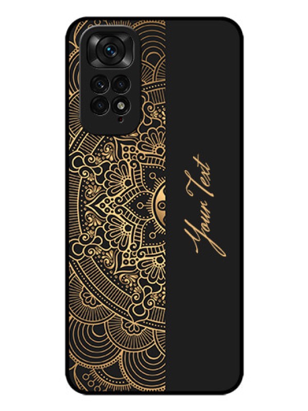 Custom Xiaomi Redmi Note 11 Photo Printing on Glass Case - Mandala art with custom text Design