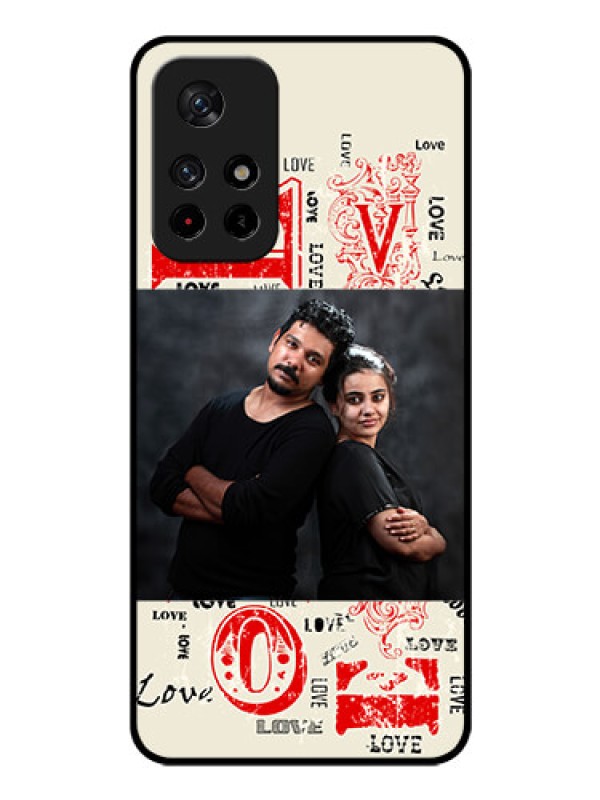 Custom Redmi Note 11T 5g Photo Printing on Glass Case - Trendy Love Design Case