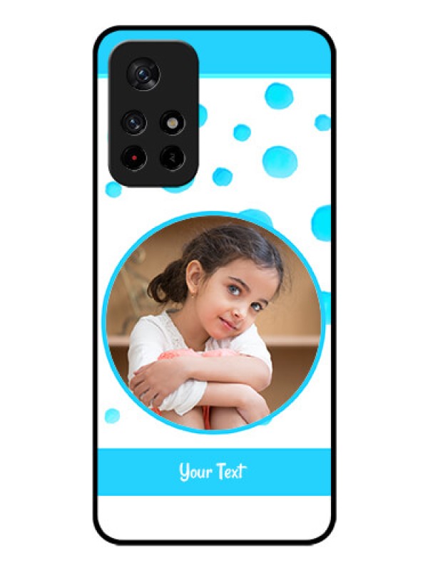 Custom Redmi Note 11T 5g Photo Printing on Glass Case - Blue Bubbles Pattern Design