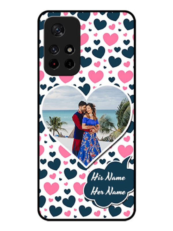 Custom Redmi Note 11T 5g Custom Glass Phone Case - Pink & Blue Heart Design