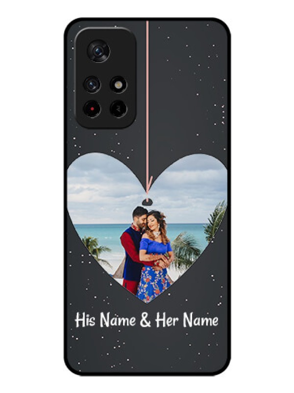 Custom Redmi Note 11T 5g Custom Glass Phone Case - Hanging Heart Design